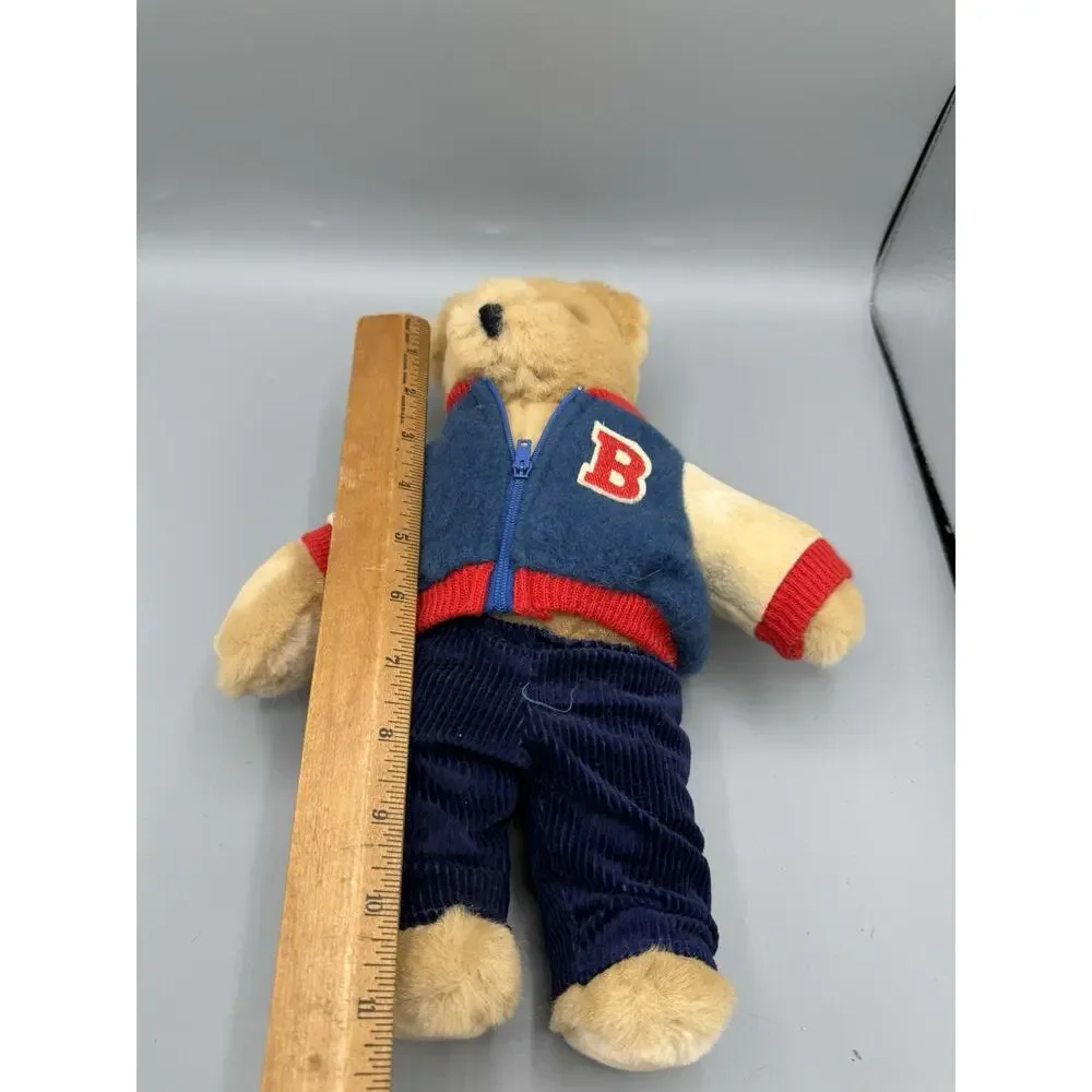 Vintage Teddy Bear Plush Varsity Letterman Jacket Corduroy Pants 11” Stuffed Toy